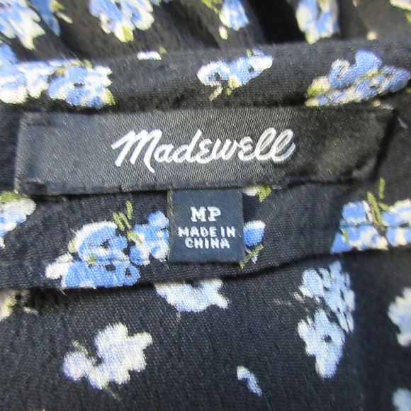 Madewell Petite Ruffle Sleeve Tie-Waist Jumpsuit M Floral Wide Leg Blue Boho 384 - Picture 3 of 16